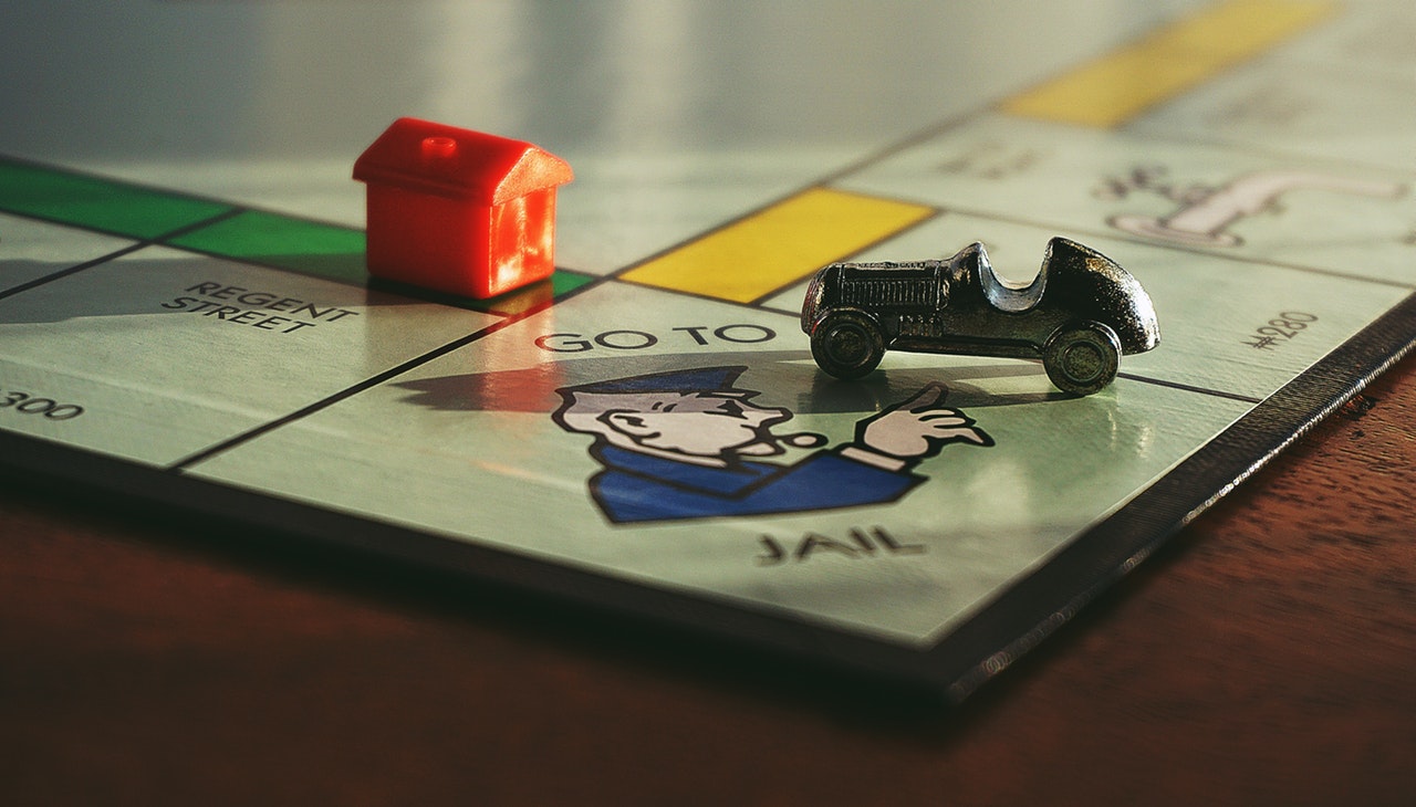 monopoly board with go to jail square